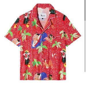 Tombolo Ana Leovy x Tombolo red size large SOLD OUT cabana Hawaiian shirt